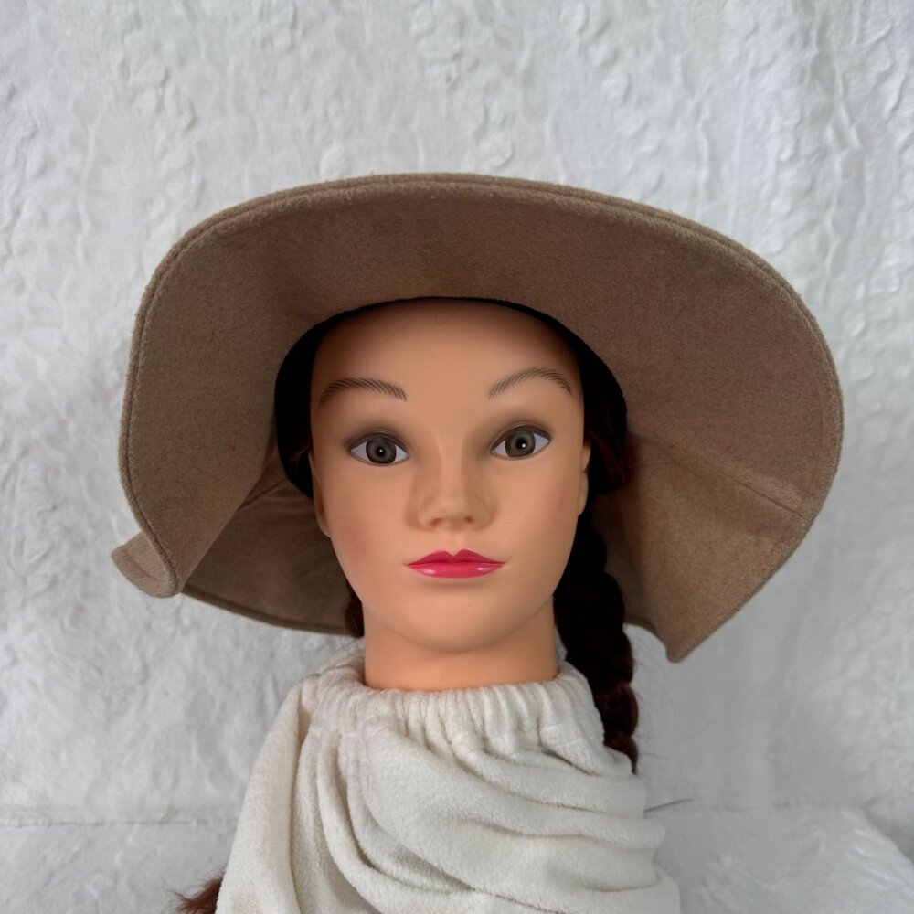 ASN Anthropologie Sun Hat Harper Tan Felt Soft Wool Blend Floppy Boho Floppy - Picture 4 of 6